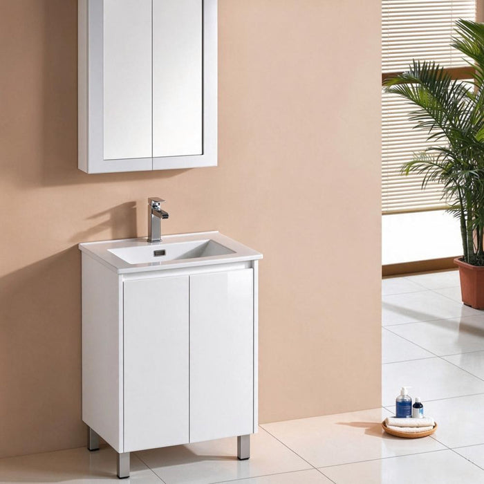 600-1800*460*875mm Sunny Gloss White PVC Finger-pull Freestanding Vanity With Legs