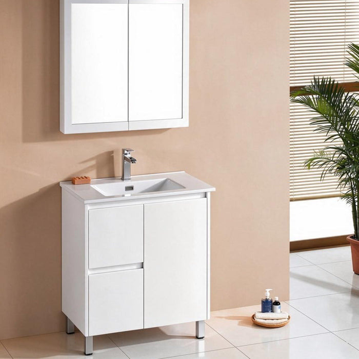 600-1200*460*890mm Sunny Gloss White MDF Finger-pull Freestanding Vanity With Legs