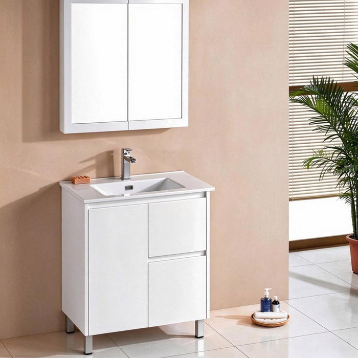 600-1200*460*890mm Sunny Gloss White MDF Finger-pull Freestanding Vanity With Legs