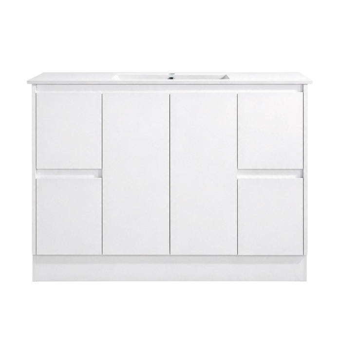 600-1200*460*890mm Sunny Gloss White MDF Finger-pull Freestanding Vanity With Kickboard