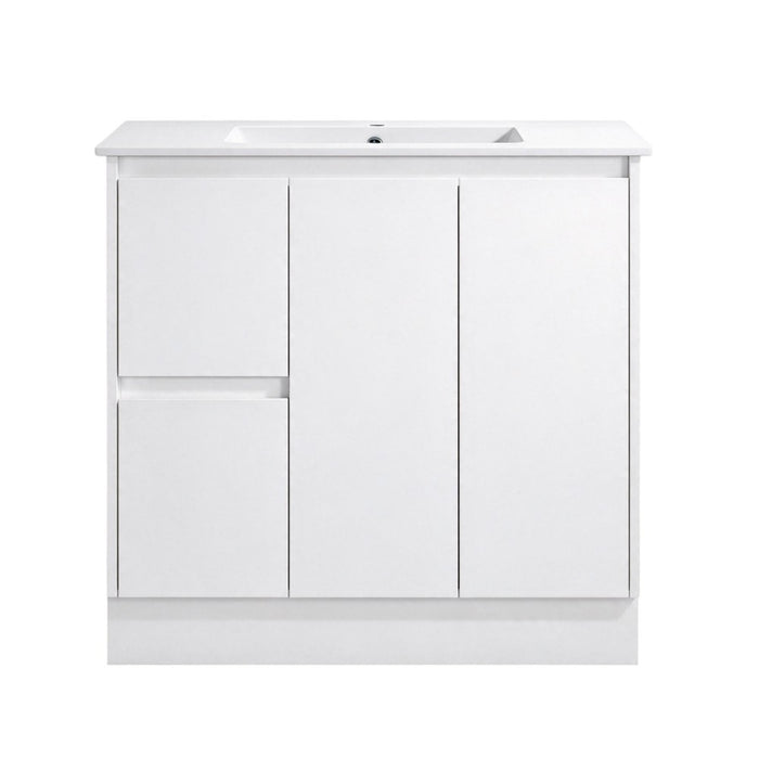 600-1200*460*890mm Sunny Gloss White MDF Finger-pull Freestanding Vanity With Kickboard