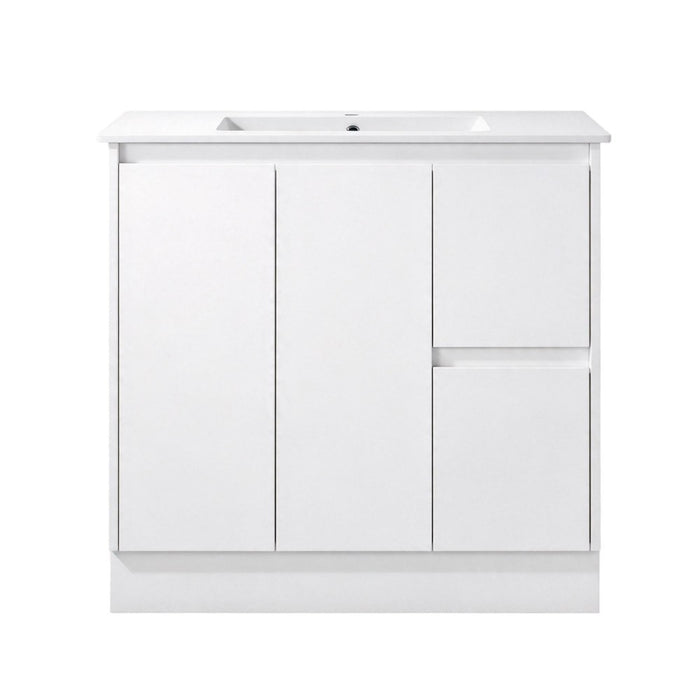 600-1200*460*890mm Sunny Gloss White MDF Finger-pull Freestanding Vanity With Kickboard