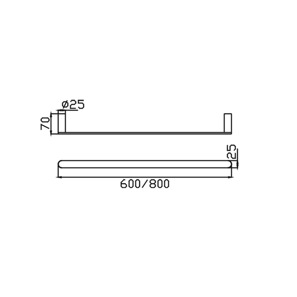 800mm Sleek Single Towel Rail(Brushed Gold)