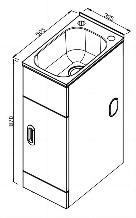 305*505*870mm 18.5L 304 Stainless Steel Sink with Metal Laundry Tub Cabinet