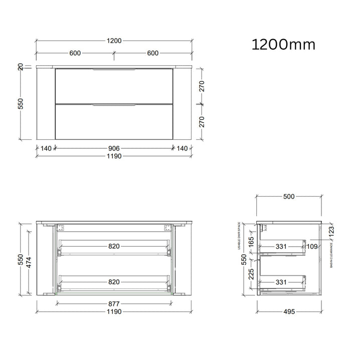 TIMBERLINE SOCOA CUSTOM WALL HUNG VANITY (ALL SIZING)