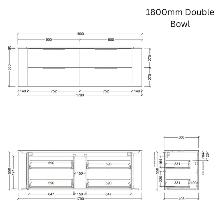 TIMBERLINE SOCOA CUSTOM WALL HUNG VANITY (ALL SIZING)