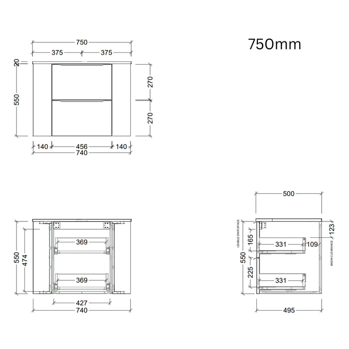 TIMBERLINE SOCOA CUSTOM WALL HUNG VANITY (ALL SIZING)
