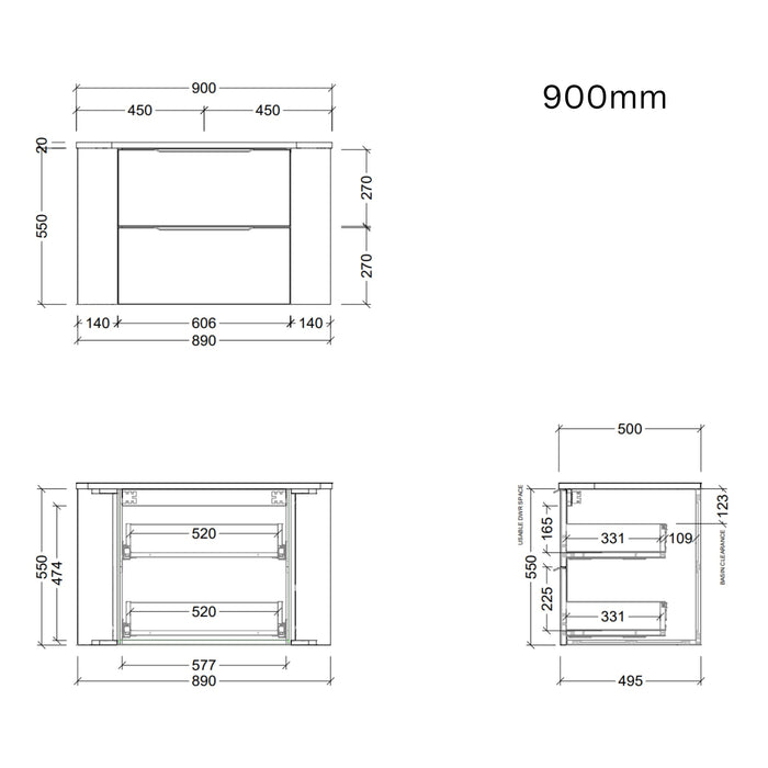 TIMBERLINE SOCOA CUSTOM WALL HUNG VANITY (ALL SIZING)