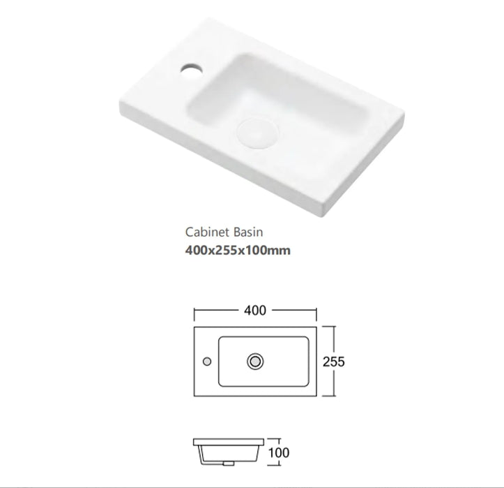 410*540*260mm OTTI Ensuite Matt White Timbergrain High Moisture Resistant Plywood Fluted Mini Wall Hung Vanity