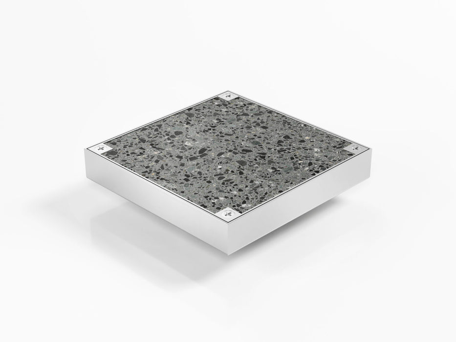 Square inspection opening clean out with lockdown Tile Insert (Ti) grate style