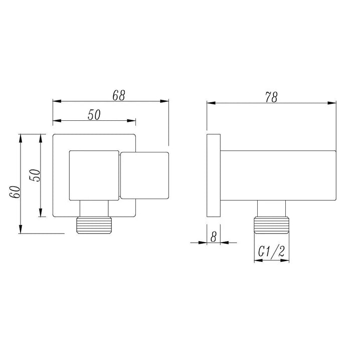 Aquaperla Norico Esperia Brass G 1/2" Female Shower Holder & Connector