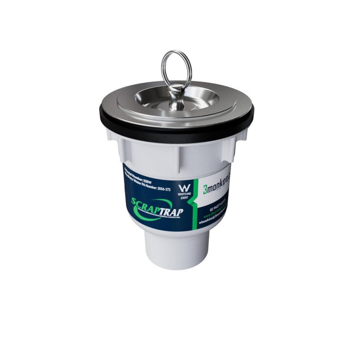 3monkeez Stainless Steel Sink Waste Arrestor Suits 90mm Outlet