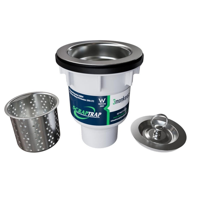 3monkeez Stainless Steel Sink Waste Arrestor Suits 90mm Outlet