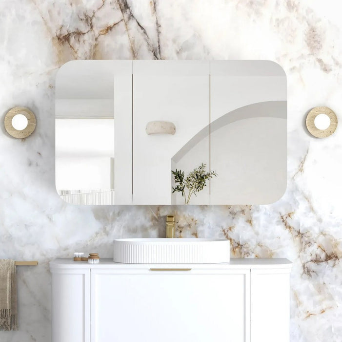 900-1500*750mm Otti Newport Matt White Rectangle Curved Moisture Resistant Plywood Shaving Cabinet