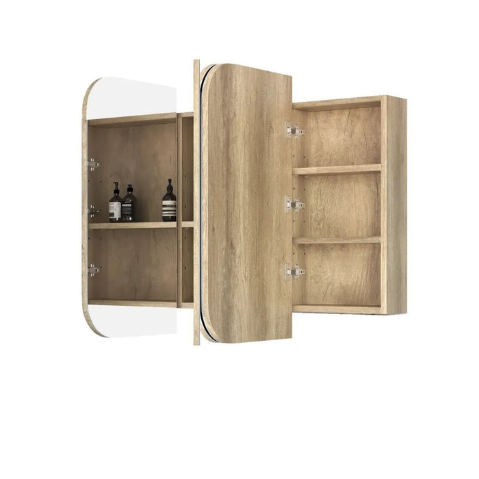 900-1500*750mm Otti Newport Natural Oak Rectangle Curved Moisture Resistant Plywood Shaving Cabinet