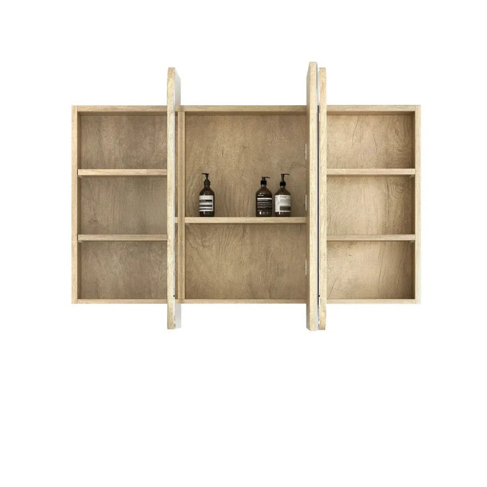 900-1500*750mm Otti Newport Natural Oak Rectangle Curved Moisture Resistant Plywood Shaving Cabinet