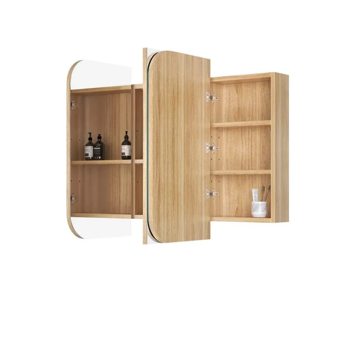 900-1500*750mm Otti Newport Woodland Oak Rectangle Curved Moisture Resistant Plywood Shaving Cabinet
