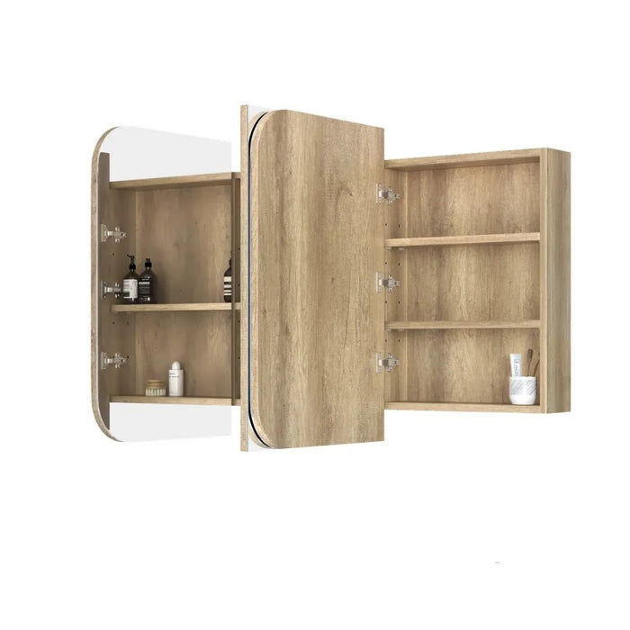 900-1500*750mm Otti Newport Natural Oak Rectangle Curved Moisture Resistant Plywood Shaving Cabinet