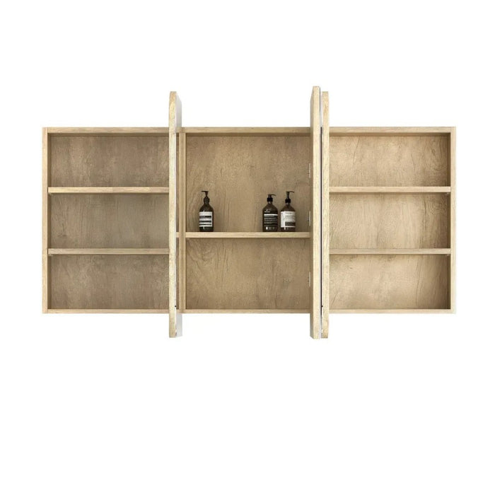 900-1500*750mm Otti Newport Natural Oak Rectangle Curved Moisture Resistant Plywood Shaving Cabinet