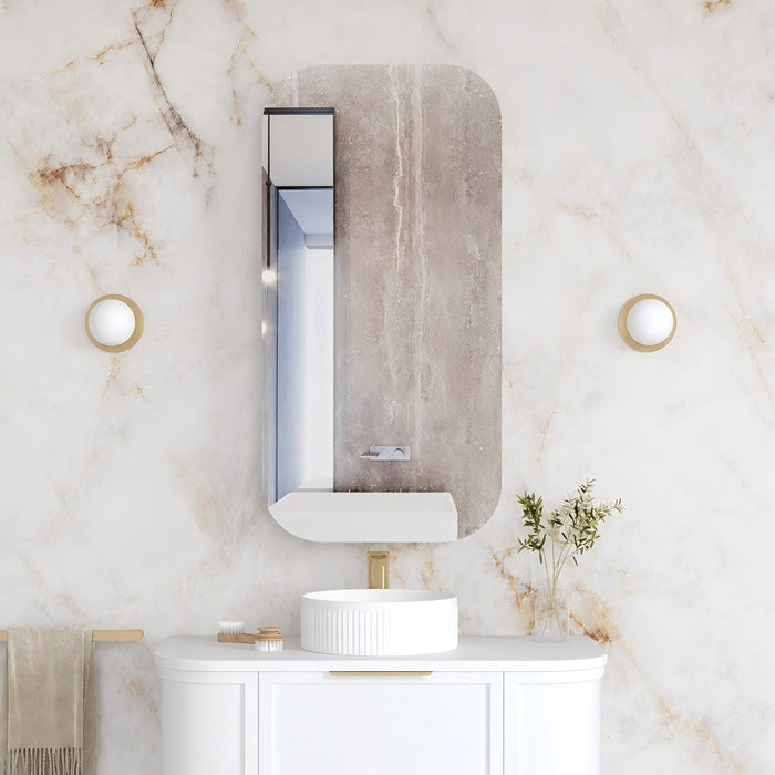 900-1500*750mm Otti Newport Matt White Rectangle Curved Moisture Resistant Plywood Shaving Cabinet
