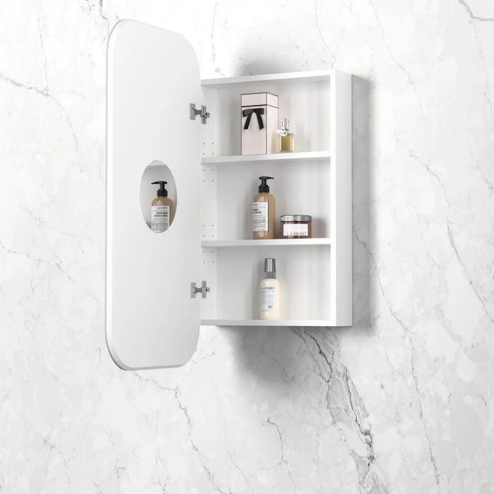 900-1500*750mm Otti Newport Matt White Rectangle Curved Moisture Resistant Plywood Shaving Cabinet
