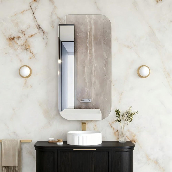 900-1500*750mm Otti Newport Black Oak Rectangle Curved Moisture Resistant Plywood Shaving Cabinet