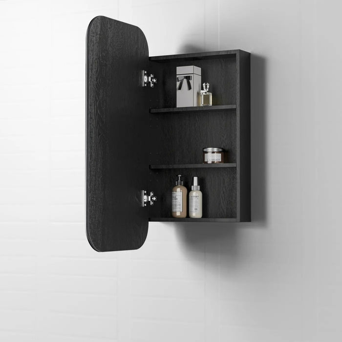 900-1500*750mm Otti Newport Black Oak Rectangle Curved Moisture Resistant Plywood Shaving Cabinet