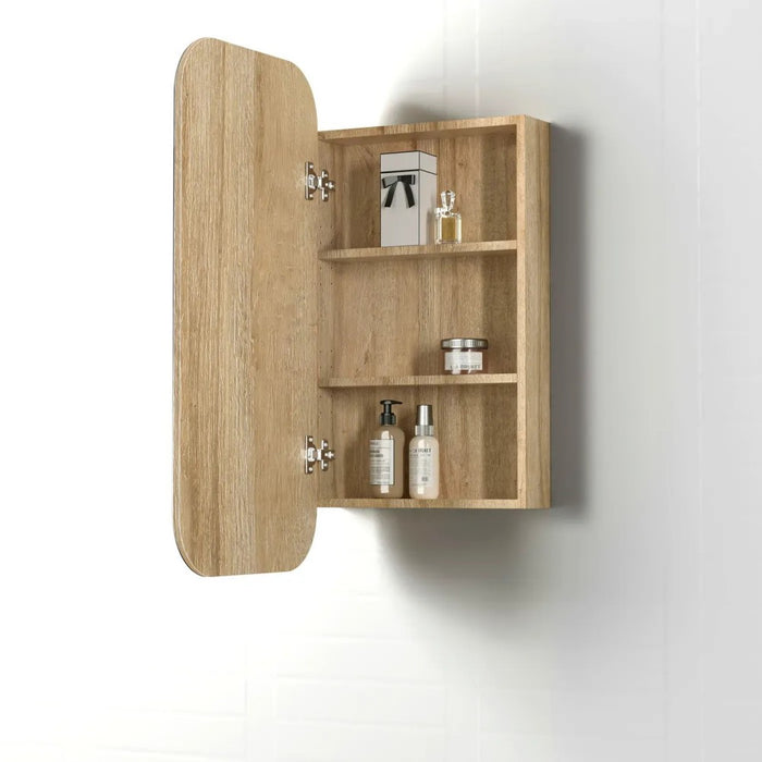 900-1500*750mm Otti Newport Natural Oak Rectangle Curved Moisture Resistant Plywood Shaving Cabinet