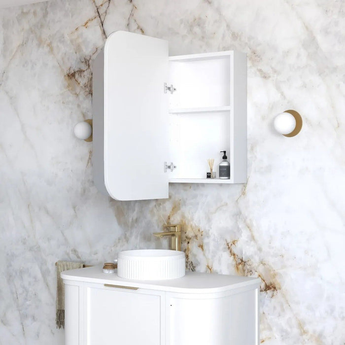 900-1500*750mm Otti Newport Matt White Rectangle Curved Moisture Resistant Plywood Shaving Cabinet