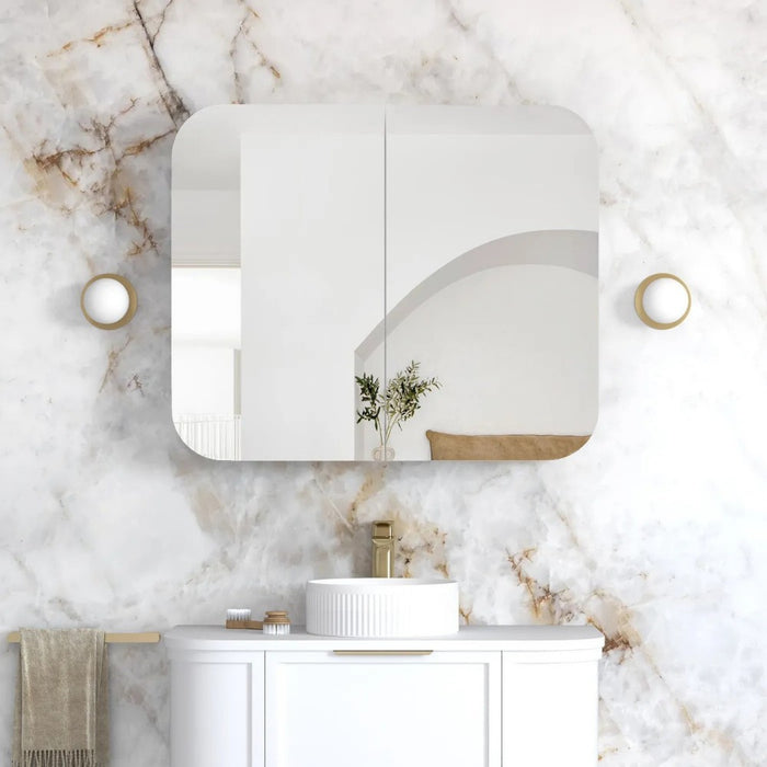 900-1500*750mm Otti Newport Matt White Rectangle Curved Moisture Resistant Plywood Shaving Cabinet