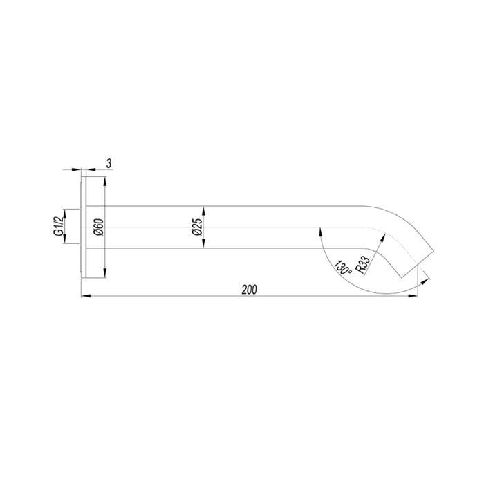 200mm Elle 316 Stainless Steel Outdoor Bath Spout Mixer Brushed Stainless/Matt Black/Brushed Gold/Gun Metal/Chrome