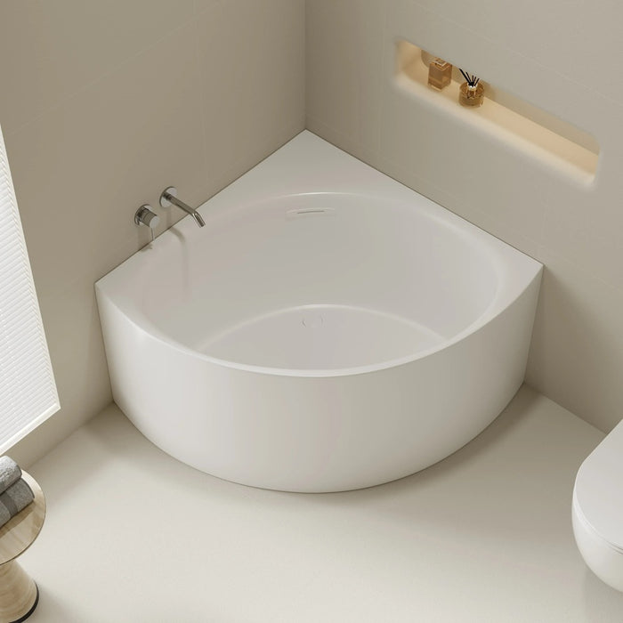 1000/1200*630mm Mercio Compact Stanford Gloss White Triangle Corner Back Bathtub