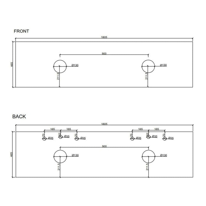 600-1800*455*390mm Mercio Rhea Natural Oak Fluted Wall Hung Vanity