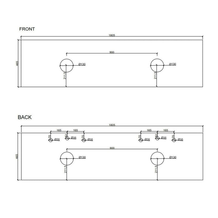 600-1800*455*830mm Mercio Rhea Natural Oak Fluted Freestanding Vanity