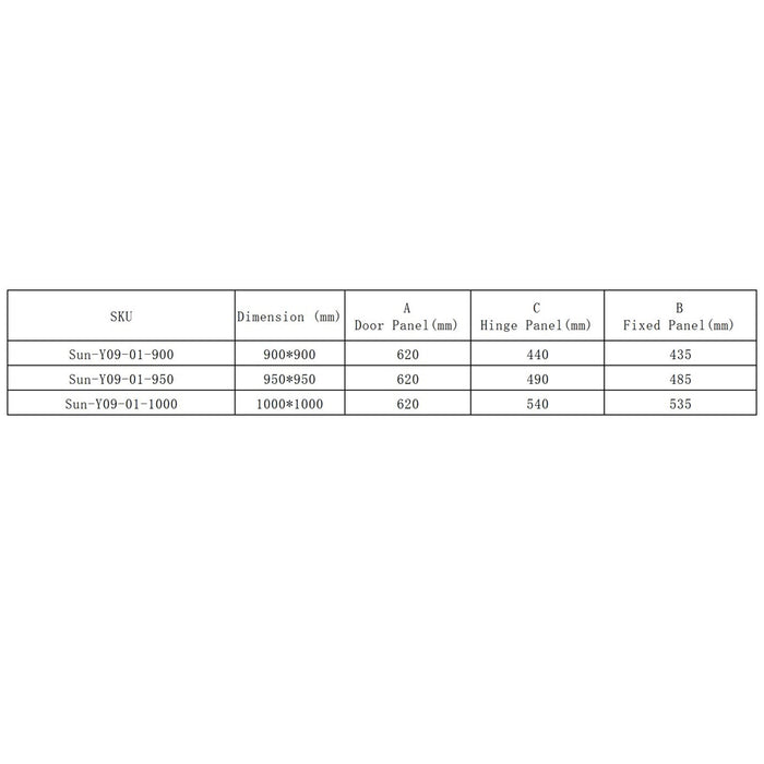 900-1000*2000mm SUN Frameless ultra Clear Glass Pivot Door Diamond Knob Handle Frameless (Ultra Clear) Shower Screens