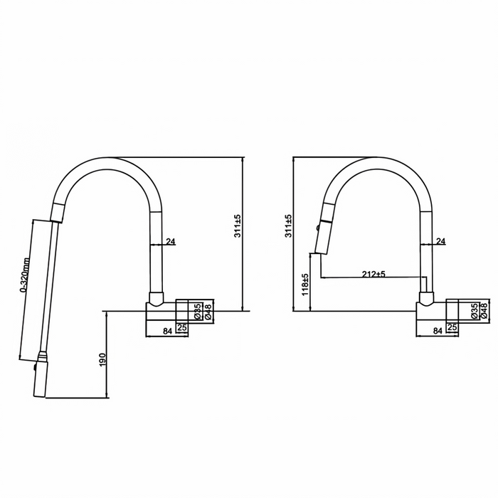 Suprema XPRESSFIT XOXO Stainless Steel Retractable Slimline Wall Spout