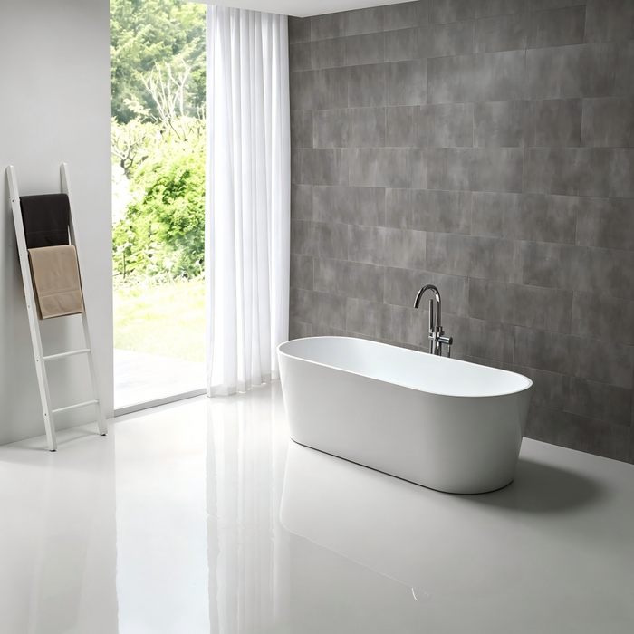 1500/1700*700*580mm Sunny 179 Gloss White Oval Acrylic Freestanding Bathtub
