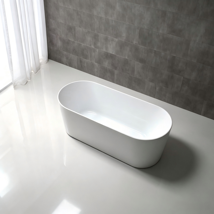 1500/1700*700*580mm Sunny 179 Gloss White Oval Acrylic Freestanding Bathtub