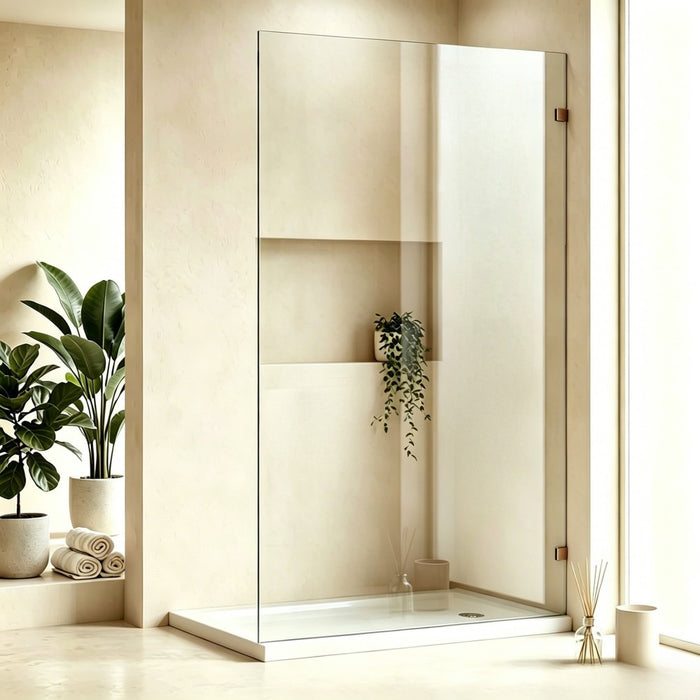 1250-1400mm Glasspro Frameless Walk In Single Panel Shower Screens - 2000mm Height