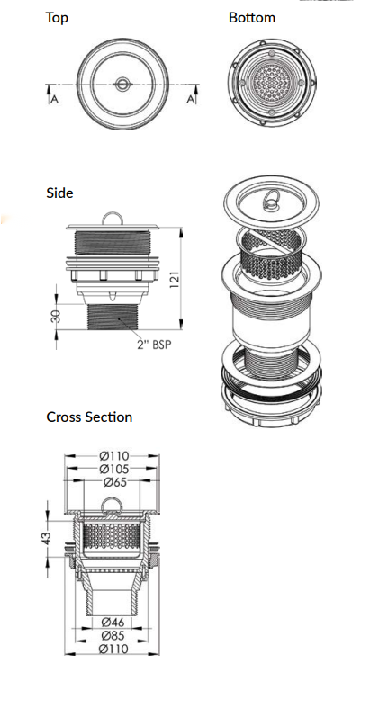 Cast Stainless Sink Waste Arrestor (90mm) - 304 316 - HD reno