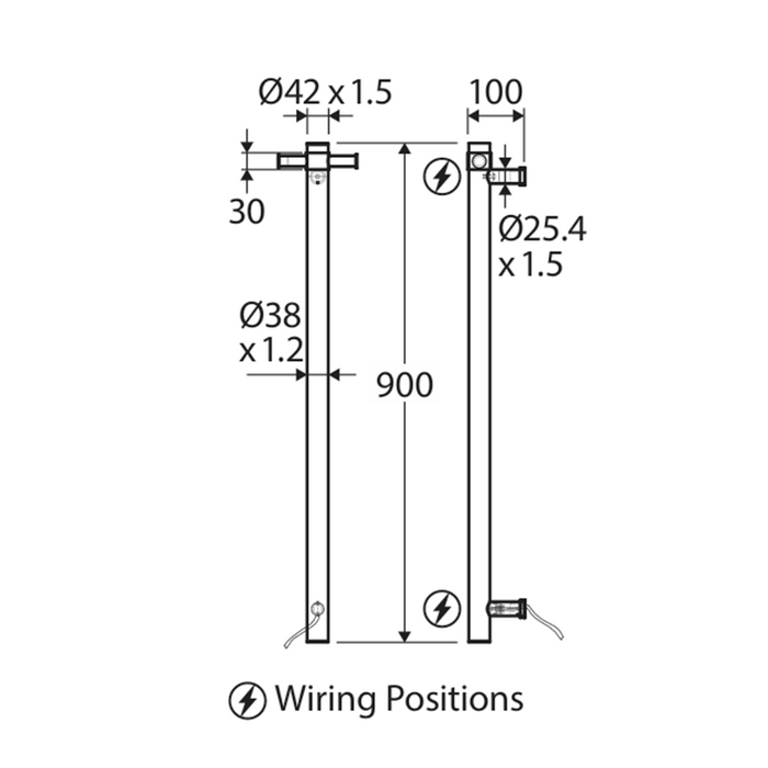 900mm Fienza Isabella 304 Stainless Steel Vertical Heated Towel Rail