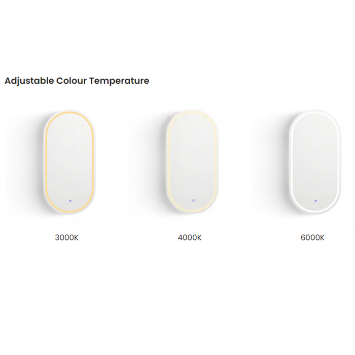 900*450mm OTT Noosa Natural Oak/Black Oak/Matte White Oval Shape Wall Mounted LED Shaving Cabinet