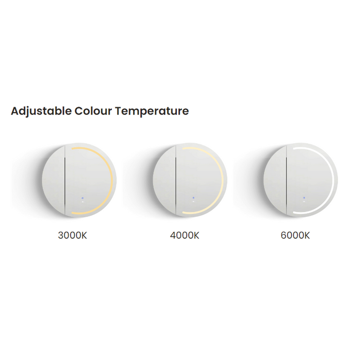 800mm OTT London White LED Round Shaving Cabinet