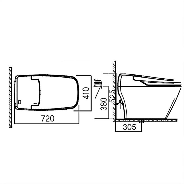 720*410*525mm The Bidet Shop Prince Throne Luxury Tankless Bidet Smart Toilet Suite