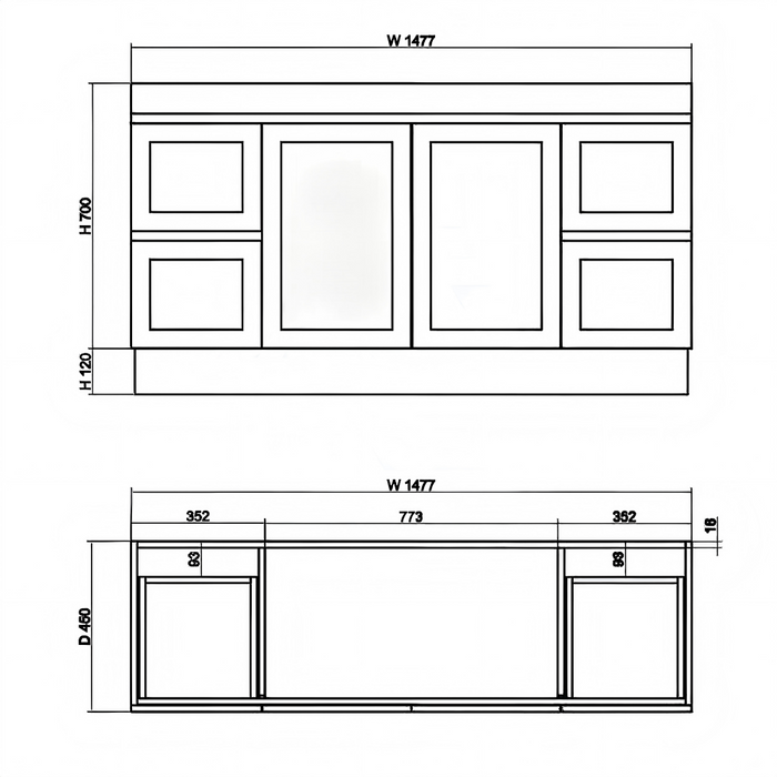 600-1500*450*820mm ABS Miami Matt White Shaker Plywood Freestanding Vanity With Kickboard