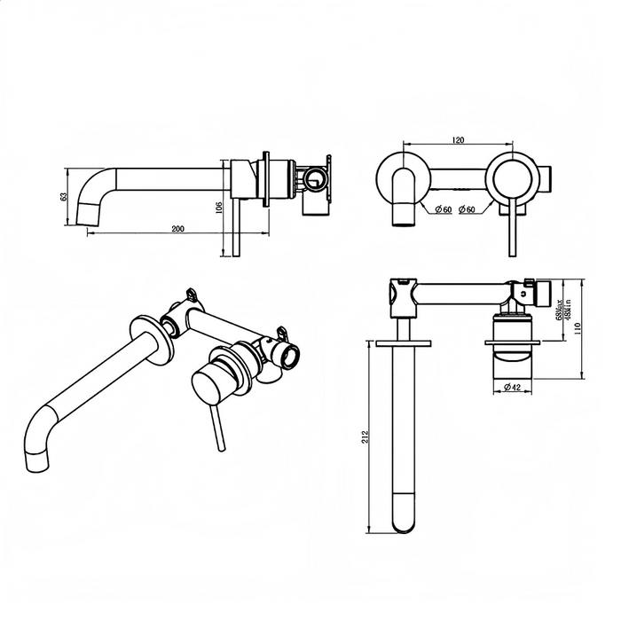 BK Morgan Brass Round Bath/Basin Mixer With Spout