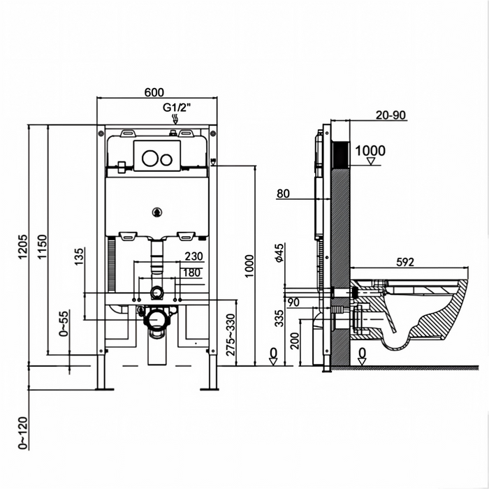 590*400*425mm Lafeme Sesto Rimless Wall Hung Minimalist Smart Toilet Suite With Advanced Self-Cleaning
