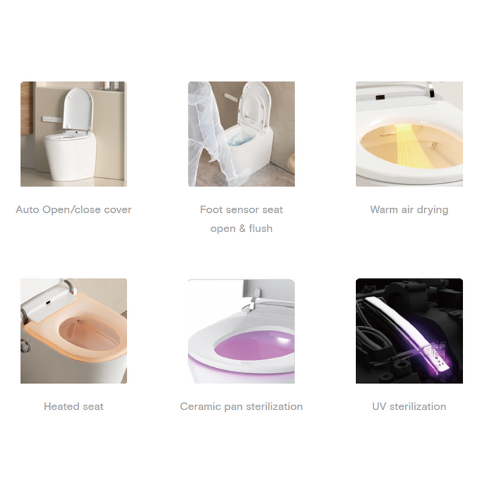 590*395*500mm Lafeme Autolux Rimless Space-Saving Wall Faced Smart Toilet Suite With Auto Lid & Foot Sensor