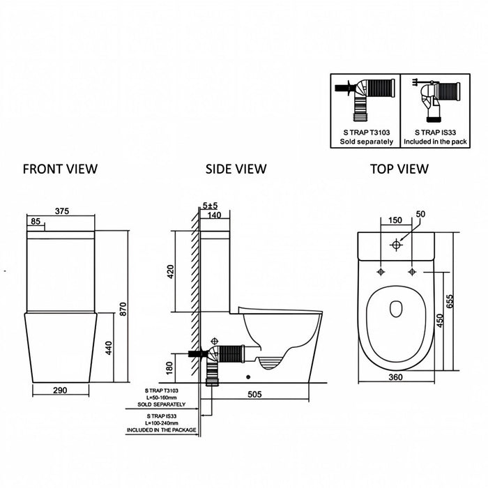 655*375*870mm Lafeme Thea Standard/Luxury Vega Rimless Tornado Back To Wall Smart Toilet Suite With Extra Height