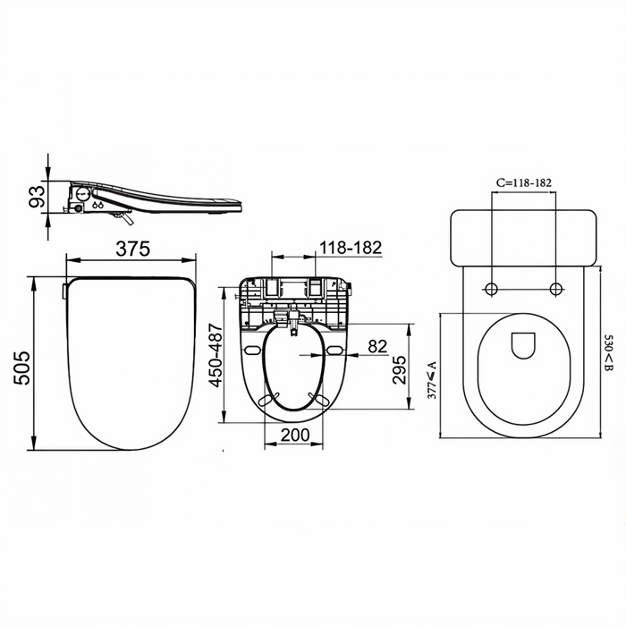 655*375*870mm Lafeme Thea Standard/Luxury Vega Rimless Tornado Back To Wall Smart Toilet Suite With Extra Height